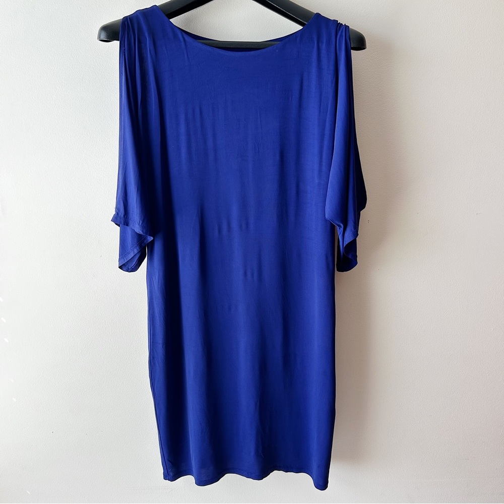5 FOR $25 |Trina Turk Cold Shoulder Sleeves Knee Length Midi Dress Royal Blue 6 - Picture 2 of 11